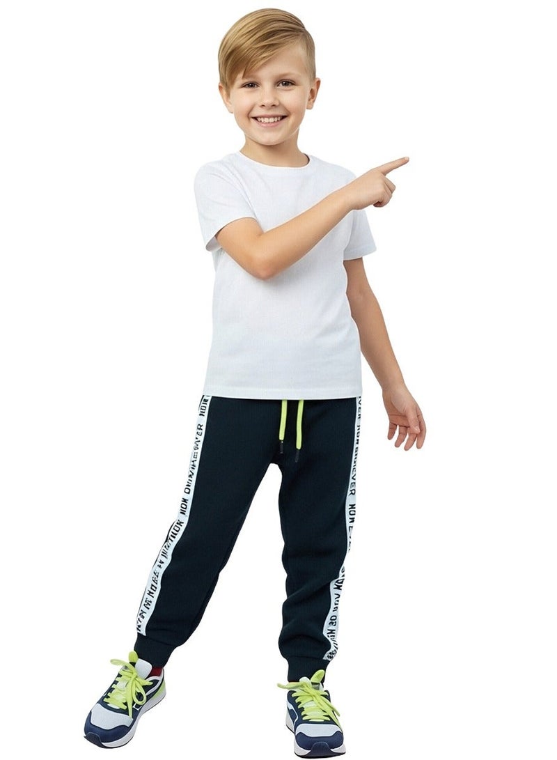 ويني بي سراويل ترينكا للطفل منisex 2-6 سنوات | سراويل بليزر بخط جانب أسود | سراويل رياضية للطفل الصغير بحزام مصطنع وأطراف مرنة باللون الأصفر الزاهي - Image 3